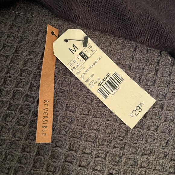 Garage Black Reversible Tunic Long Sleeve with Black Tie Ribbon - Picture 8 of 12